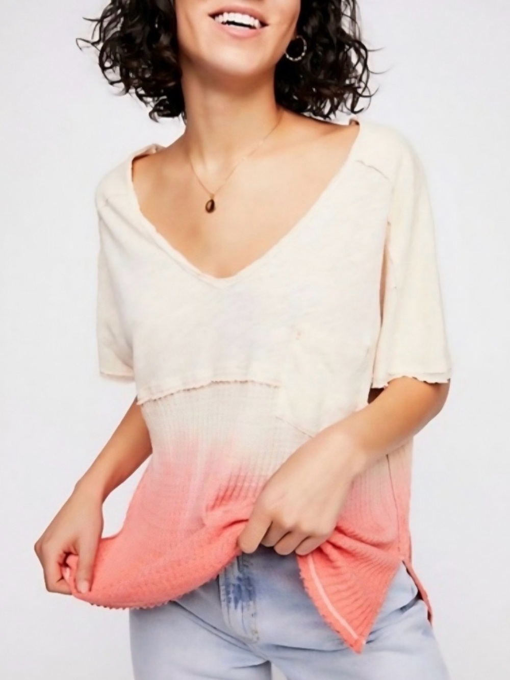 Free People We The Free Sun Dial Tunic coral ombre size small NWOT